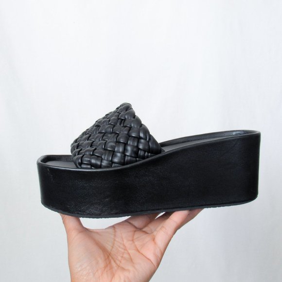 VINCE Mari Braided Leather Platform Sandals Slip-On Slide Sandals Size- 8.5~$350 - Picture 5 of 16